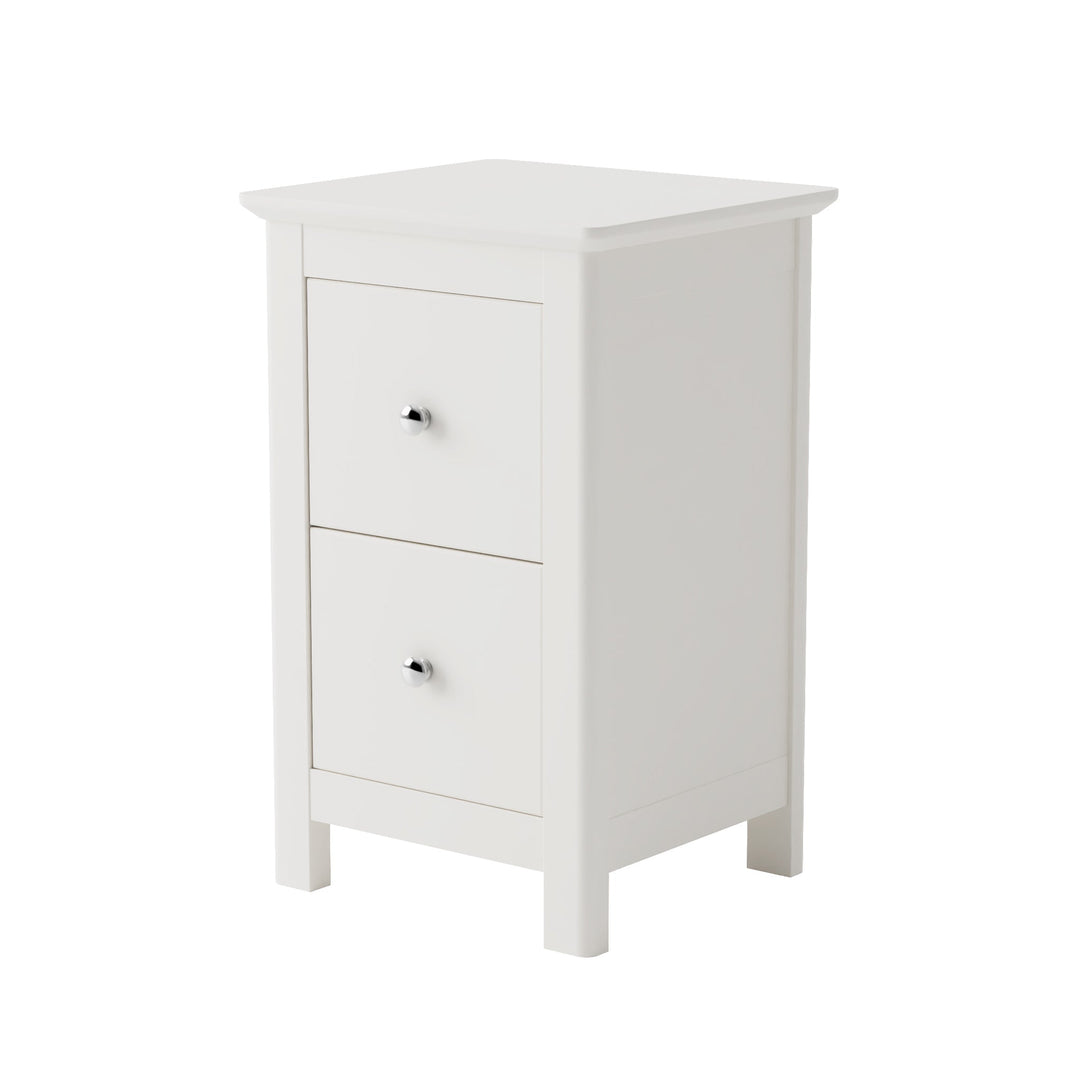 Nairn White 2 Drawer Petite Bedside Cabinet White  (Self Assembly) (DHD)