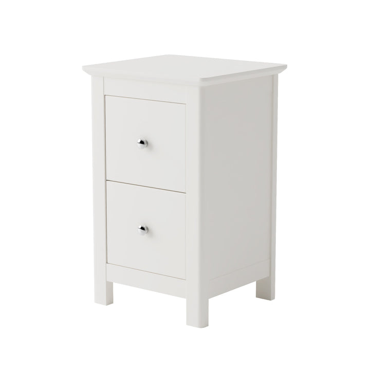 Nairn White 2 Drawer Petite Bedside Cabinet White  (Self Assembly) (DHD)