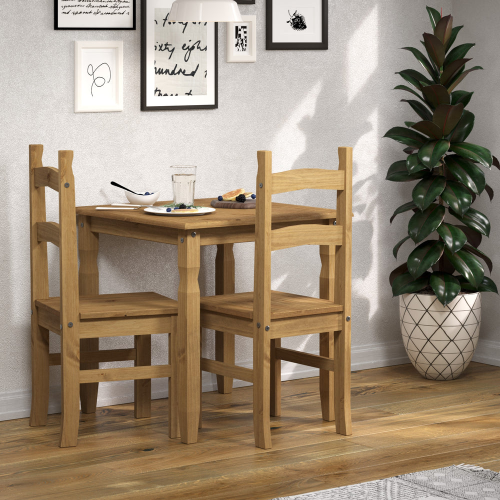 Corona Square Dining Table & 2 Chair Set      Antique Waxed Pine  (DHD) Image 2