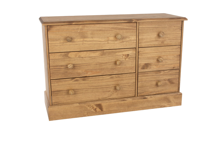 Cotswold 3+3 Drawer Wide Chest Antique Waxed Pine  (DHD) Image 3