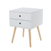 Options White Scandia, 2 Drawer & Wood Legs Bedside Cabinet  White Pine (DHD) Image 1