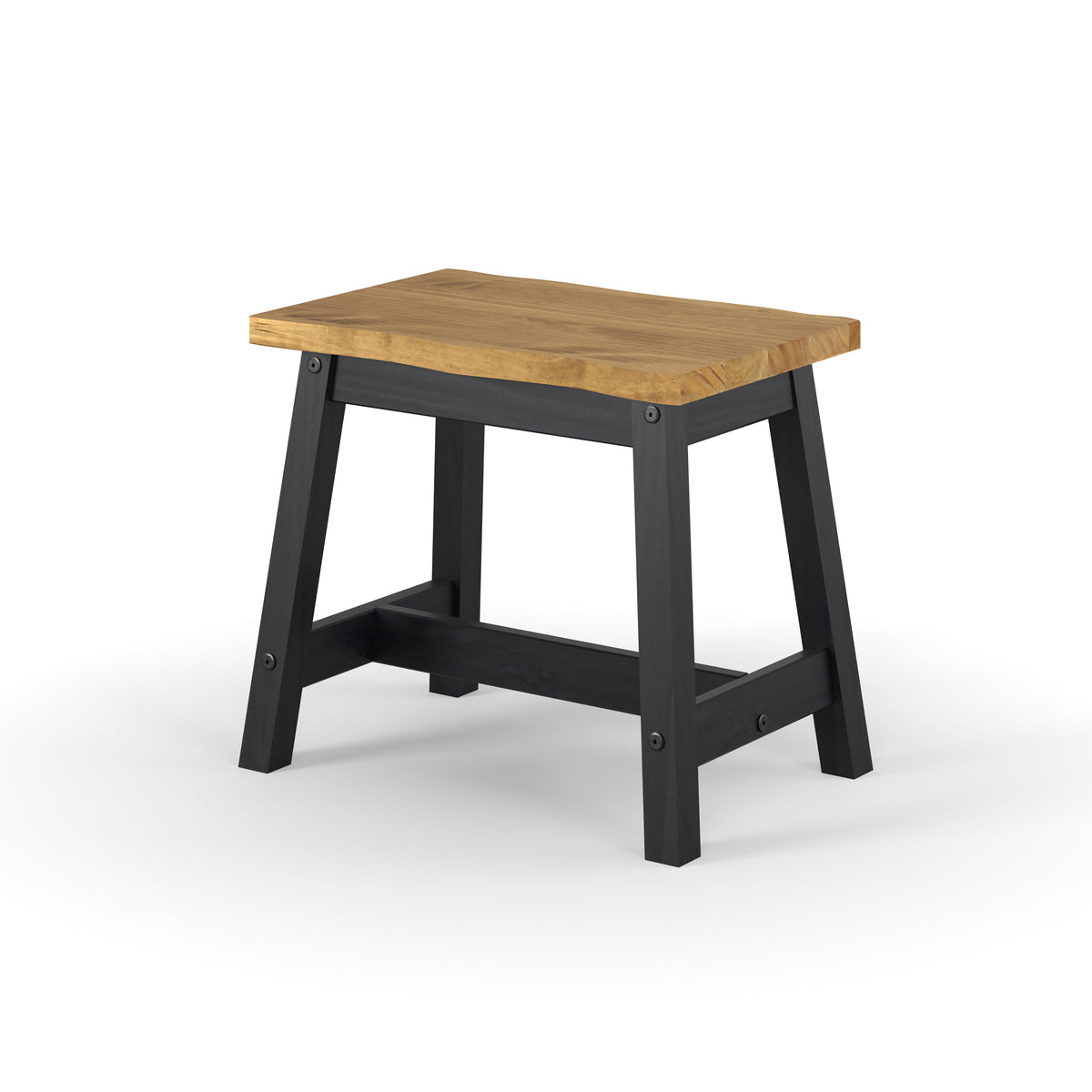 Corona Black Live Edge Single Dining Bench (Pair) Black Antique Waxed Pine (DHD) Image 1