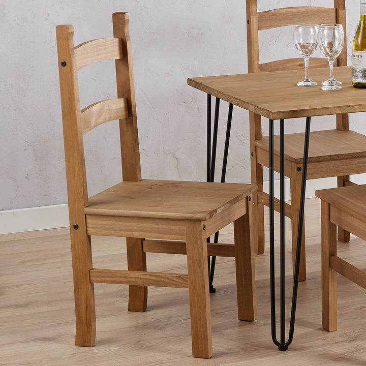 Corona Solid Pine Chairs (Pair) Antique Waxed Pine  (DHD) Image 3