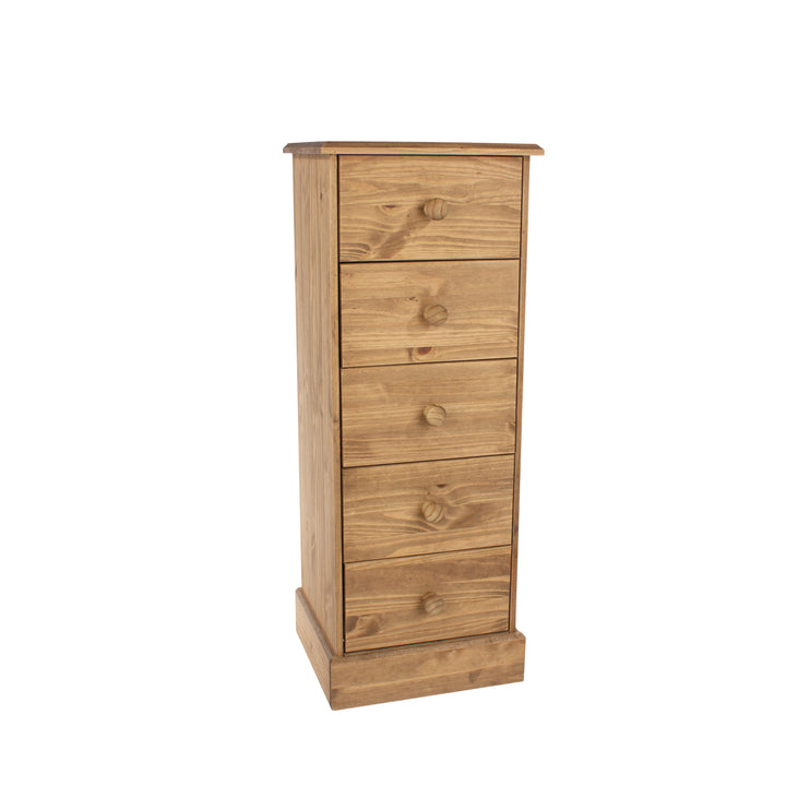 Cotswold 5 Drawer Narrow Chest Antique Waxed Pine  (DHD) Image 3