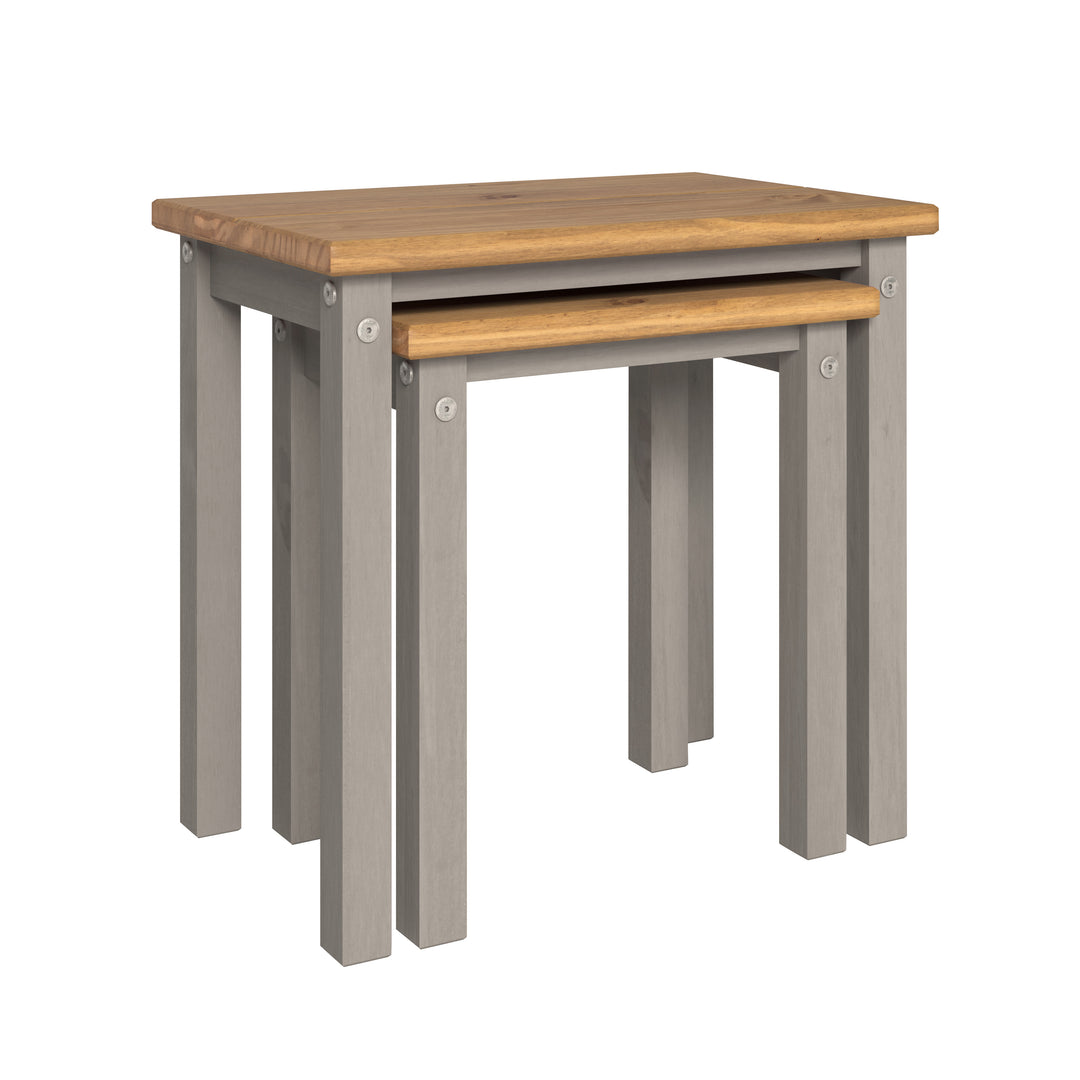 Linea Linea Nest Of 2 Tables Grey Antique Waxed Pine (DHD) Image 3