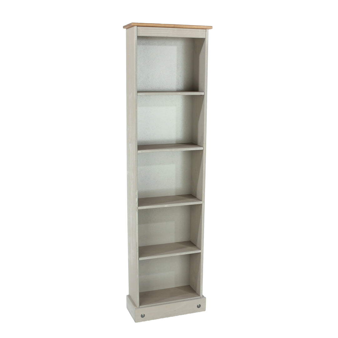 Corona Grey Tall Narrow Bookcases  Grey Wax Antique Waxed Pine (DHD) Image 3