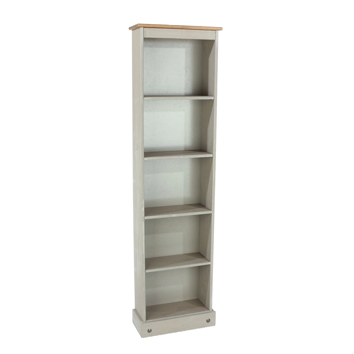 Corona Grey Tall Narrow Bookcases  Grey Wax Antique Waxed Pine (DHD) Image 3