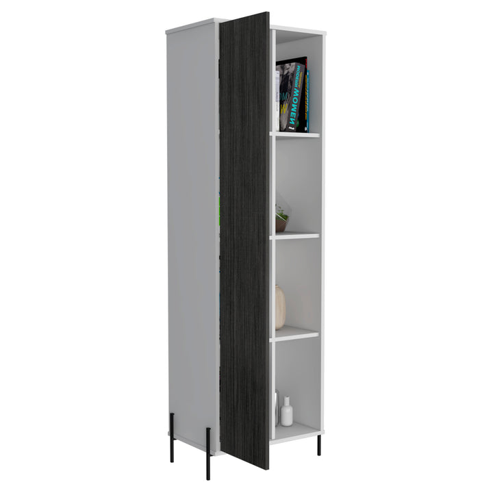 Dallas Tall Storage & Display Cabinet White Carbon Grey Oak (DHD) Image 3