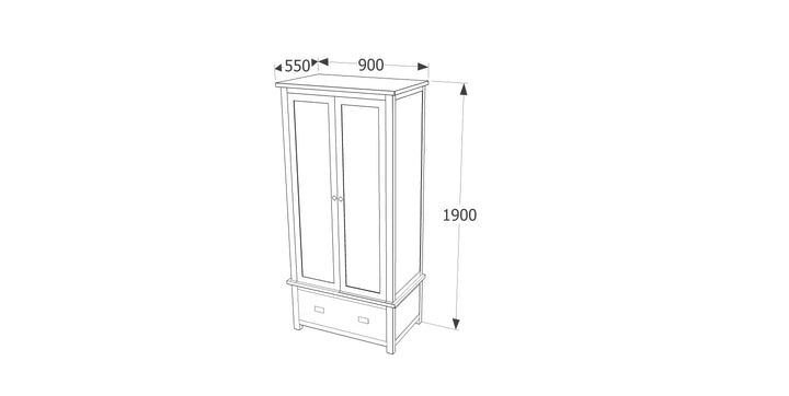 Boston 2 Door, 1 Drawer Wardrobe Dark Brown  (DHD) Image 8
