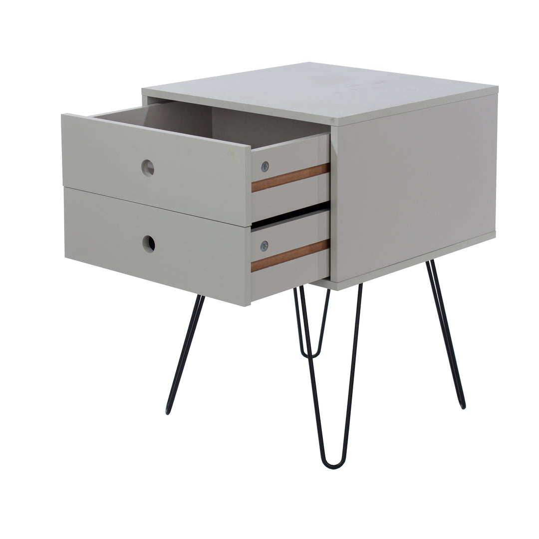 Options Grey Telford, Metal Leg 2 Drawer Bedside Cabinet Grey Black (DHD) Image 4