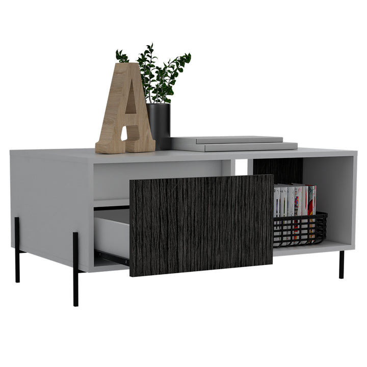 Dallas Coffee Table With Drawer White Carbon Grey Oak (DHD) Image 3