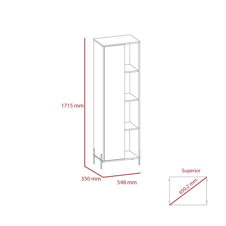 Dallas Tall Storage & Display Cabinet White Carbon Grey Oak (DHD) Image 5