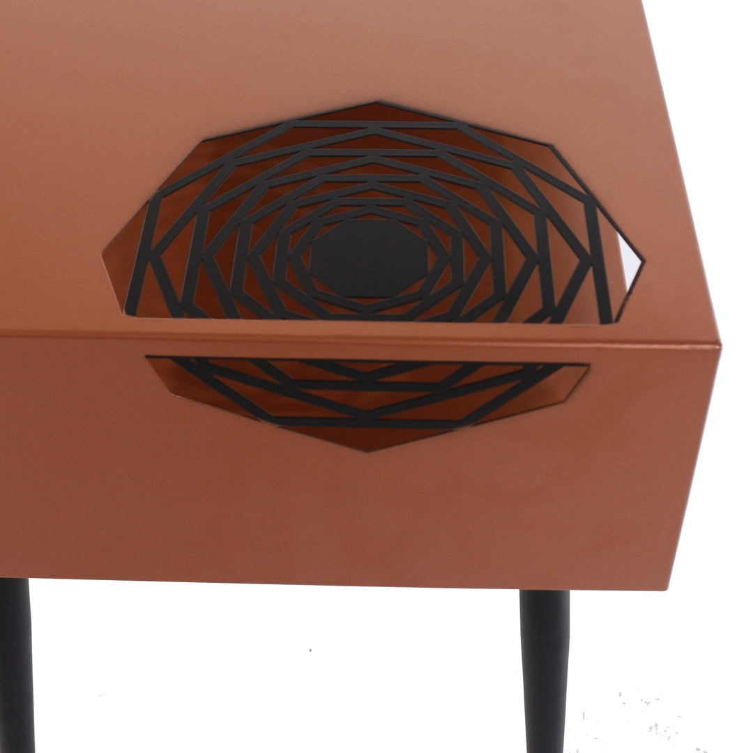 Options Galaxy Metal Bedside Table, Copper With Black Legs Copper Black (Self Assembly) (DHD)