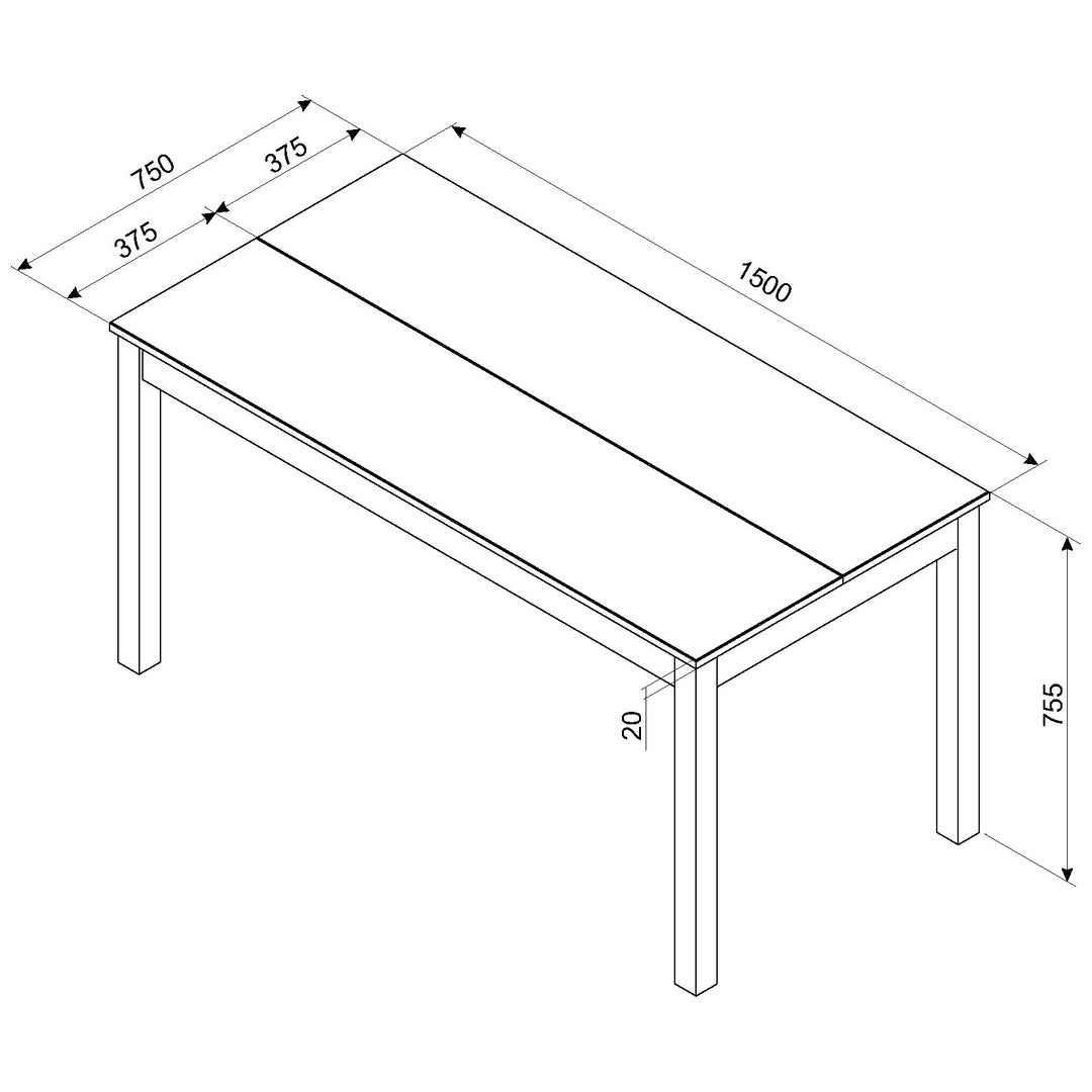 Linea Linea 1500Mm Rectangular Dining Table Grey Antique Waxed Pine (DHD) Image 3