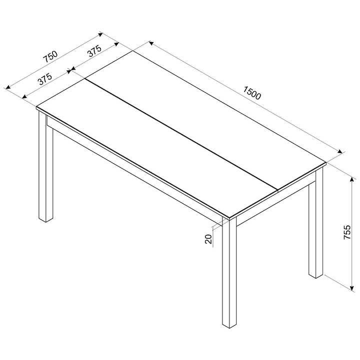 Linea Linea 1500Mm Rectangular Dining Table Grey Antique Waxed Pine (DHD) Image 3
