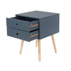 Options Blue Scandia, 2 Drawer & Wood Legs Bedside Cabinet  Blue Pine (DHD) Image 4