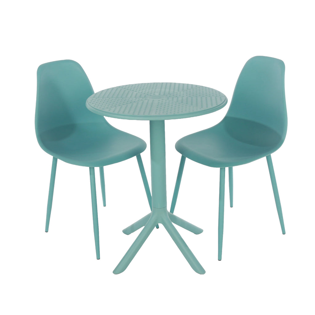 Rimini 3 Piece Cala Bistro Table & 2 Chair Set Outdoor Grade, Sky Blue Sky Blue  (Self Assembly) (DHD)