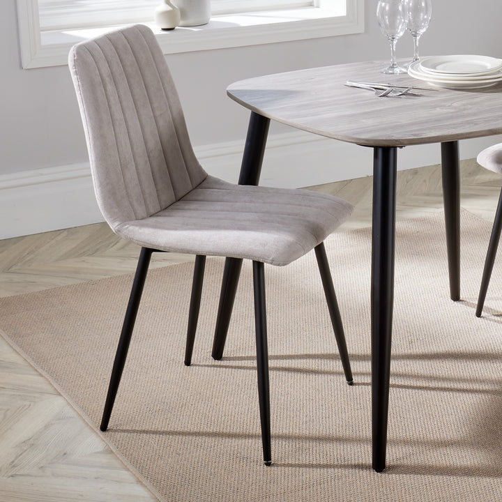 Aspen Straight Stitch Natural Dining Chair, Black Tapered Legs (Pair) Natural Black (DHD) Image 5