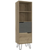 Manhattan Tall Bookcase, With 2 Doors Bleached Pine Grey Stone (DHD) Image 1
