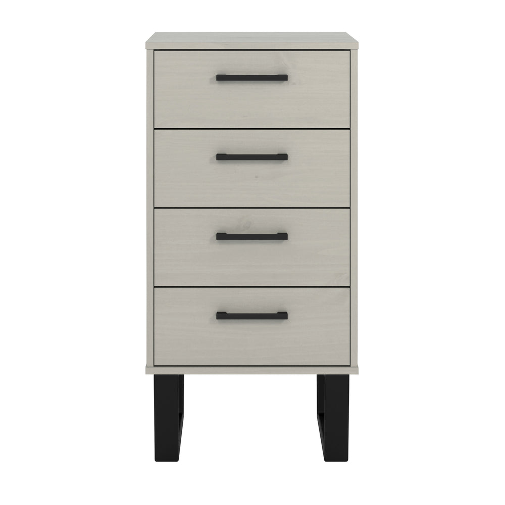 Texas 4 Drawer Narrow Chest Of Drawers Grey Waxed Pine Black (DHD) Image 2