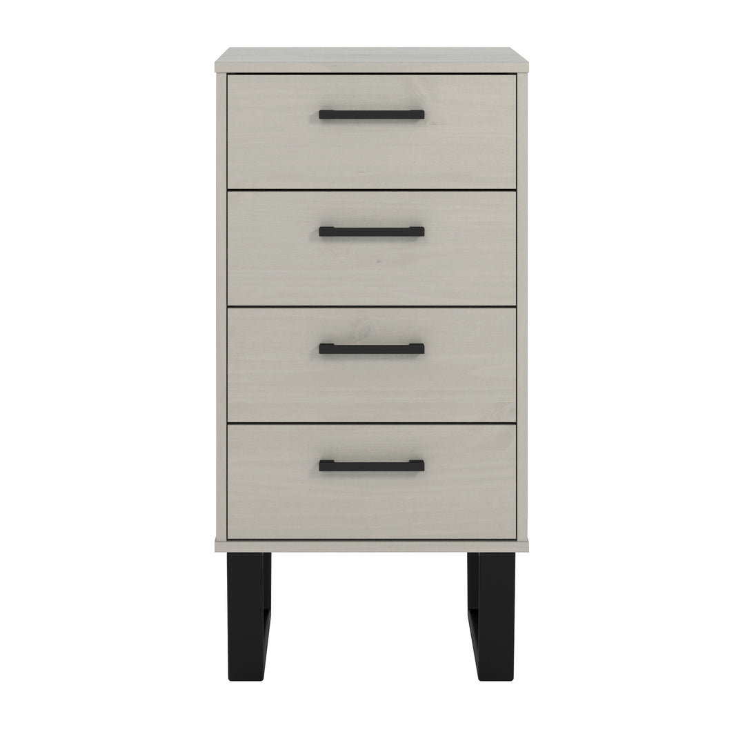 Texas 4 Drawer Narrow Chest Of Drawers Grey Waxed Pine Black (DHD) Image 2