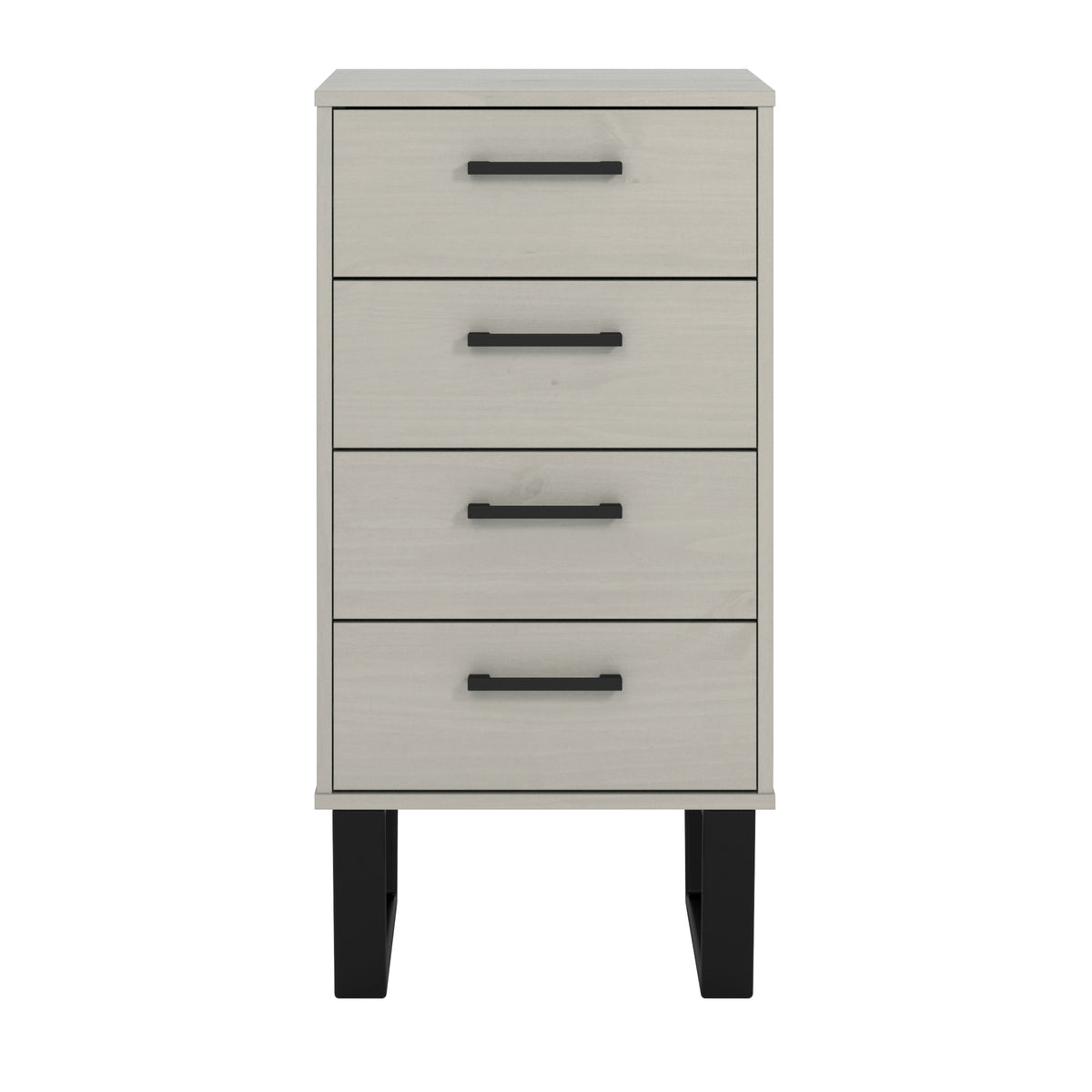 Texas 4 Drawer Narrow Chest Of Drawers Grey Waxed Pine Black (DHD) Image 2