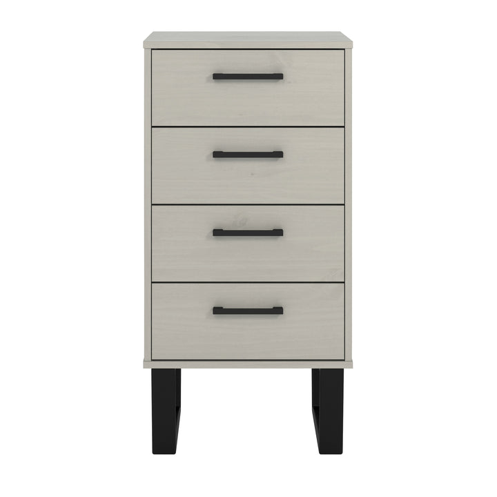 Texas 4 Drawer Narrow Chest Of Drawers Grey Waxed Pine Black (DHD) Image 2
