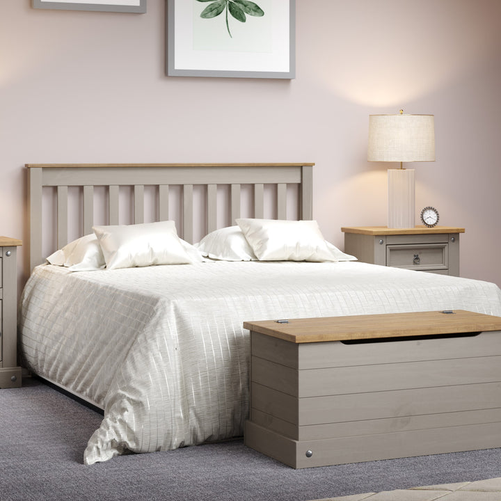 Corona Grey 4'6" Slatted Lowend Bedstead Grey Wax Antique Waxed Pine (DHD) Image 2