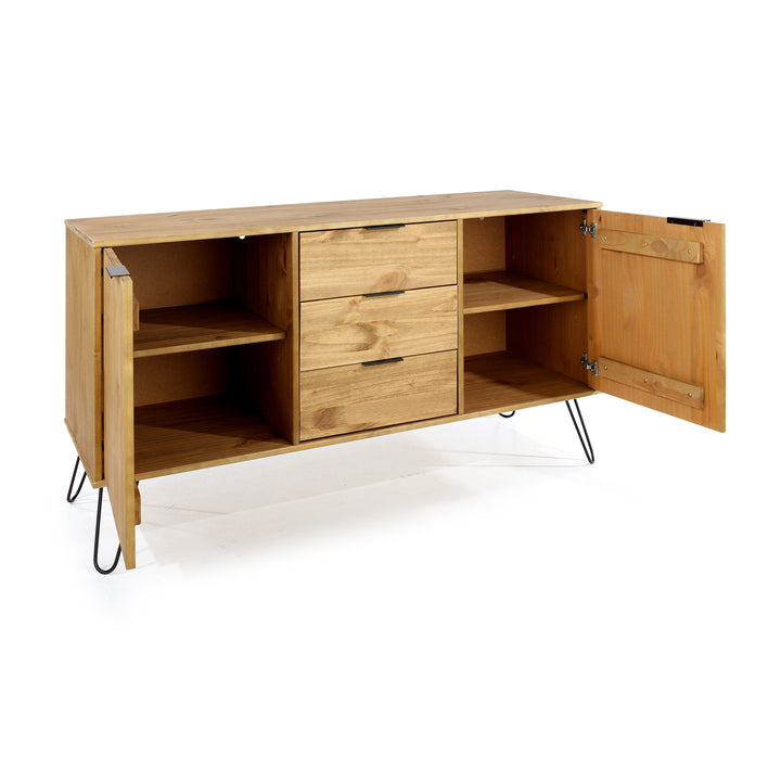 Augusta Pine Medium Sideboard With 2 Doors, 3 Drawers Antique Waxed Pine Black (DHD) Image 5