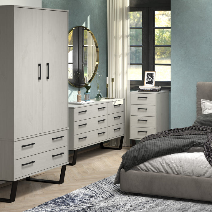 Texas 2 Door, 2 Drawer Wardrobe Grey Waxed Pine Black (DHD) Image 5