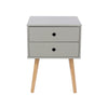 Options Grey Scandia, 2 Drawer & Wood Legs Bedside Cabinet  Grey Pine (DHD) Image 2