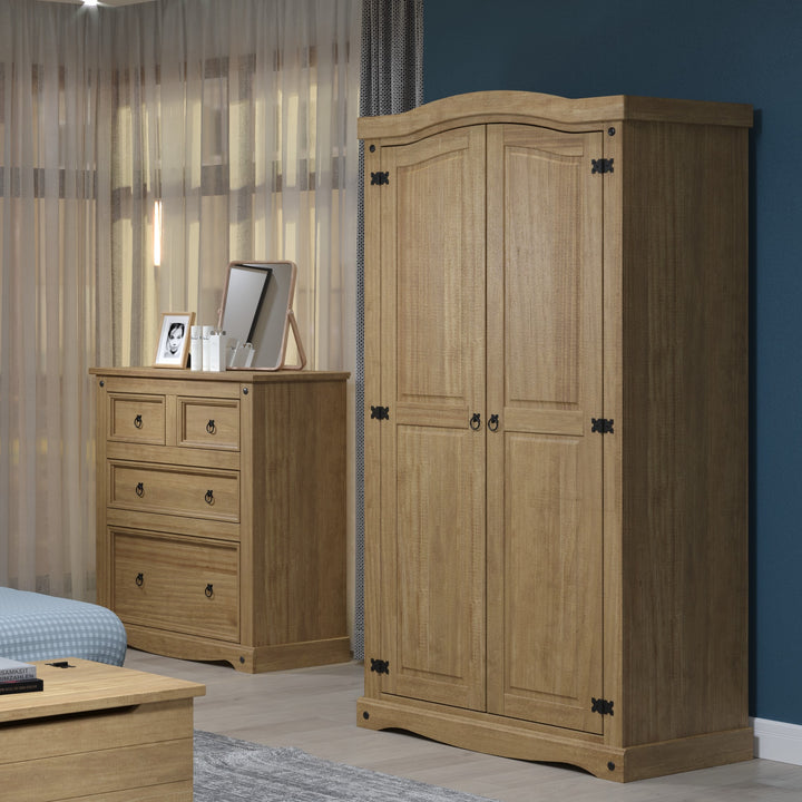 Corona 2 Door Wardrobe  Antique Waxed Pine  (DHD) Image 5