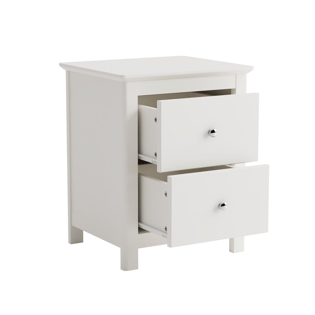 Nairn White 2 Drawer Bedside Cabinet White  (Self Assembly) (DHD)