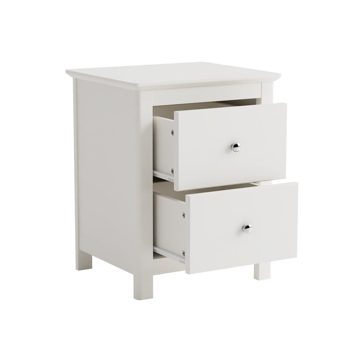 Nairn White 2 Drawer Bedside Cabinet White  (Self Assembly) (DHD)