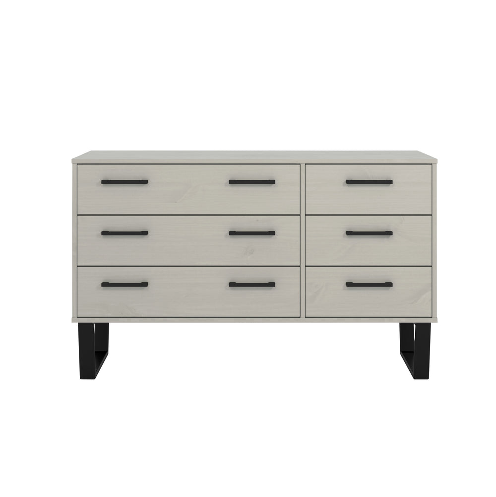 Texas 3+3 Drawer Wide Chest Of Drawers  Grey Waxed Pine Black (DHD) Image 2