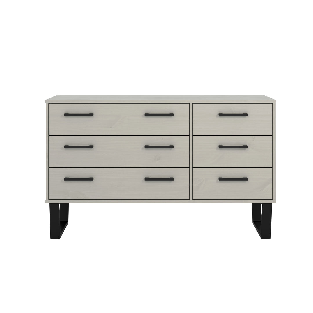 Texas 3+3 Drawer Wide Chest Of Drawers  Grey Waxed Pine Black (DHD) Image 2