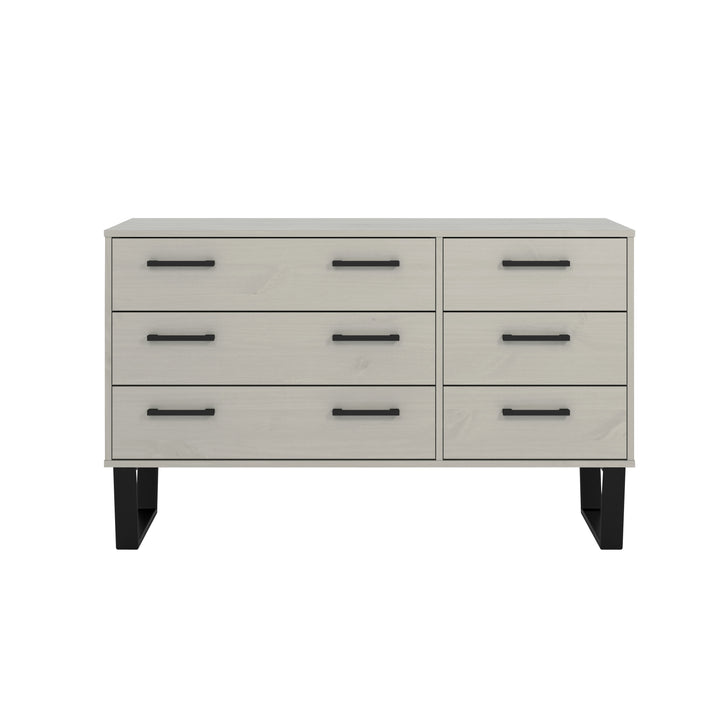Texas 3+3 Drawer Wide Chest Of Drawers  Grey Waxed Pine Black (DHD) Image 2