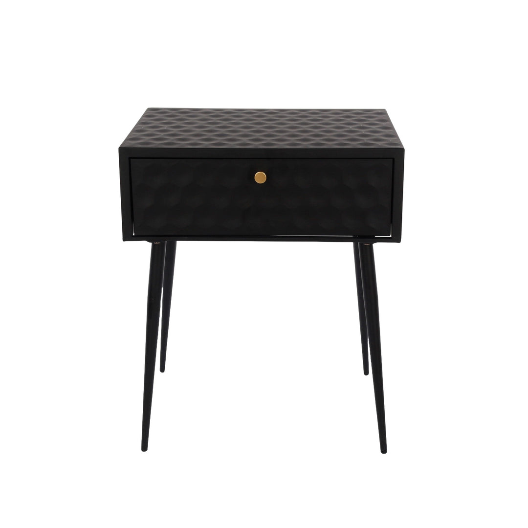Options Saturn Metal 1 Drawer Bedside Cabinet, Black With Gold Handle  Black Gold (Self Assembly) (DHD)