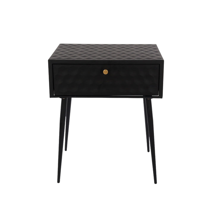 Options Saturn Metal 1 Drawer Bedside Cabinet, Black With Gold Handle  Black Gold (Self Assembly) (DHD)
