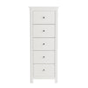 Nairn White 5 Drawer Narrow Chest Of Drawers White  (Self Assembly) (DHD)