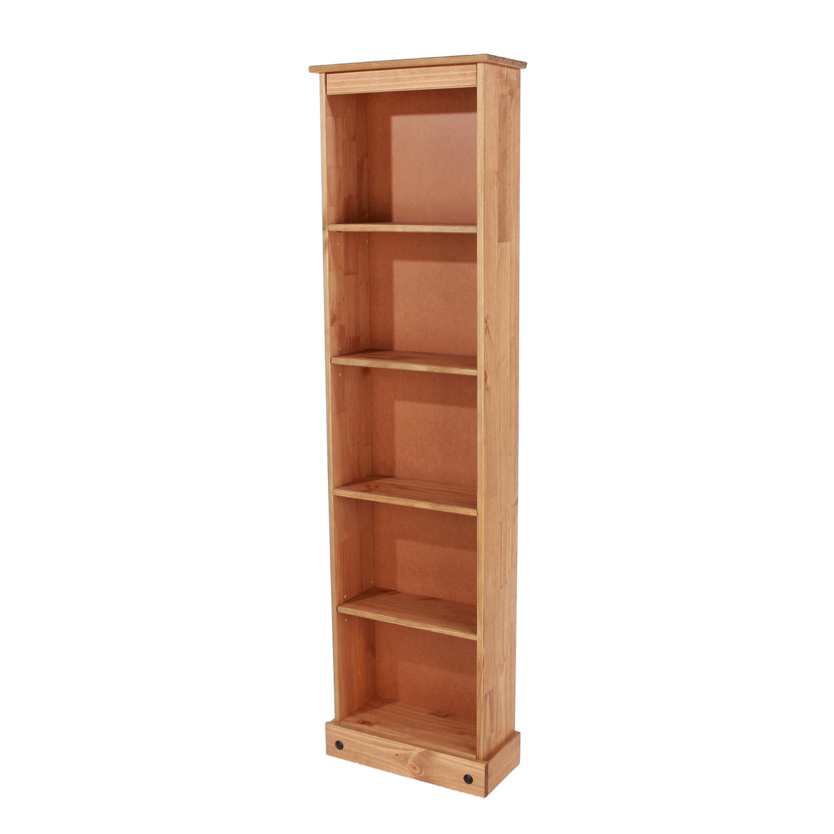 Corona tall narrow bookcase in antique waxed pine