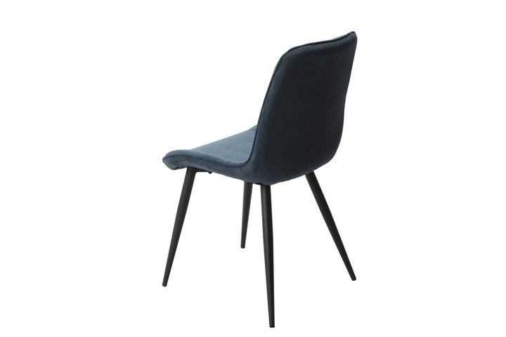 Aspen Diamond Stitch Blue Cord Fabric Dining Chair, Black Tapered Legs (Pair) Blue Black (DHD) Image 4