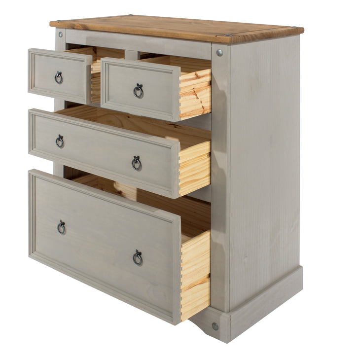 Corona Grey 2+2 Drawer Chest  Grey Wax Antique Waxed Pine (DHD) Image 4