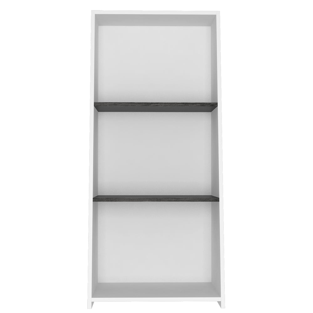 Dallas Low Bookcase With 3 Shelves White Carbon Grey Oak (DHD) Image 2