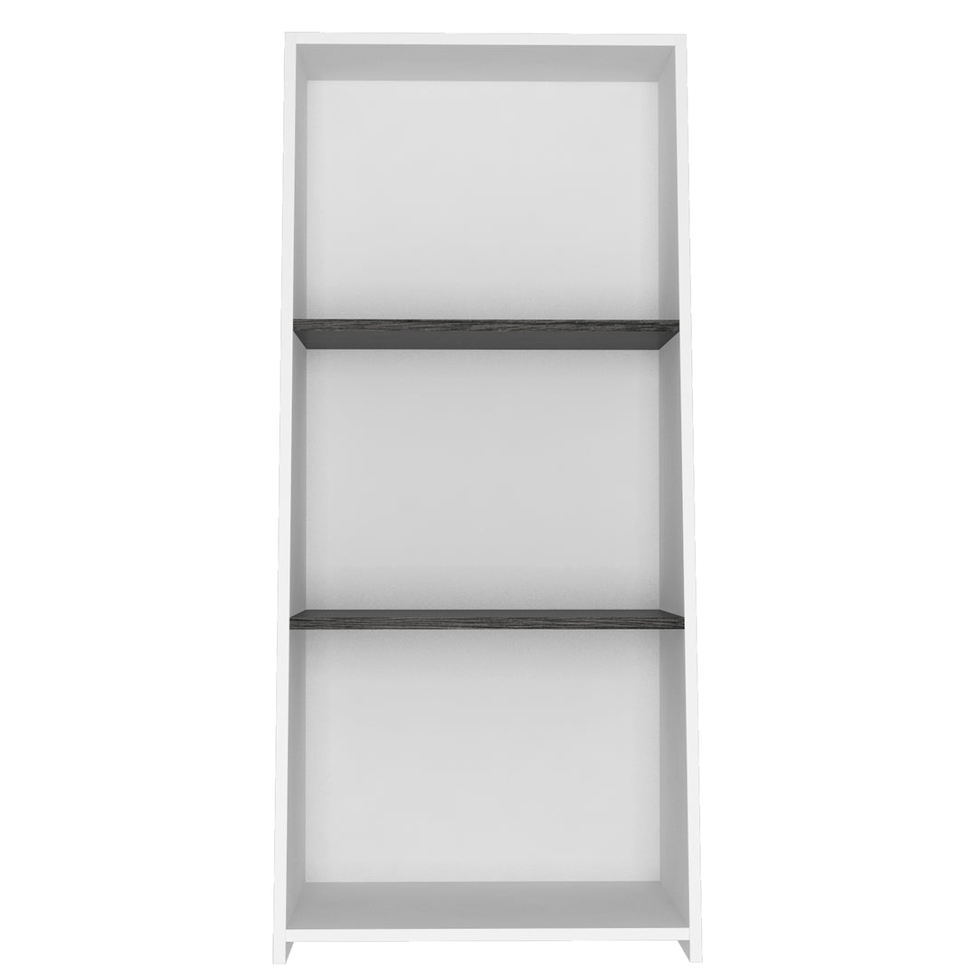 Dallas Low Bookcase With 3 Shelves White Carbon Grey Oak (DHD) Image 2
