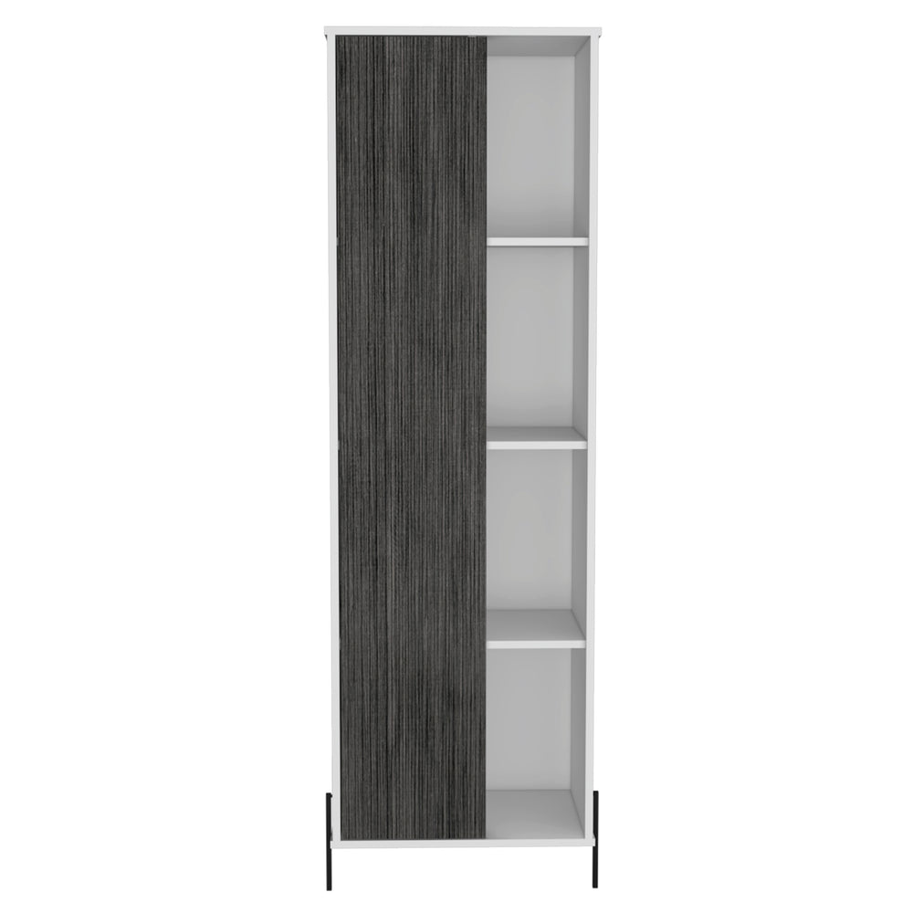 Dallas Tall Storage & Display Cabinet White Carbon Grey Oak (DHD) Image 2