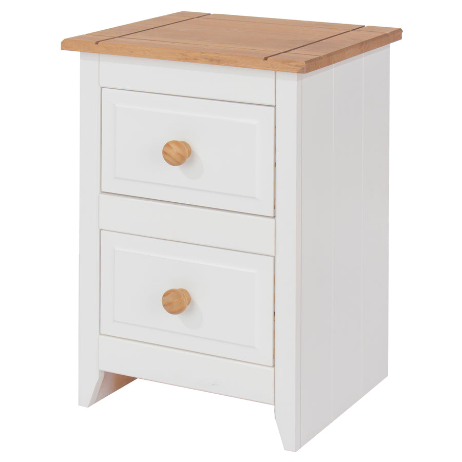 Capri 2 Drawer Petite Bedside Cabinet White Antique Waxed Pine (DHD) Image 1