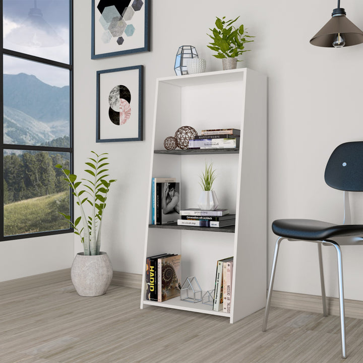 Dallas Low Bookcase With 3 Shelves White Carbon Grey Oak (DHD) Image 4