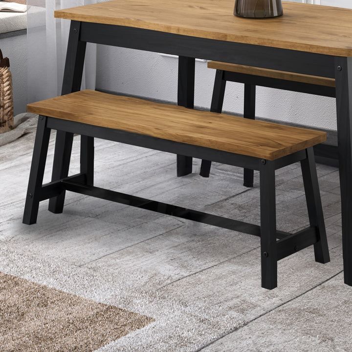 Corona Black Live Edge Large Dining Bench Black Antique Waxed Pine (DHD) Image 4