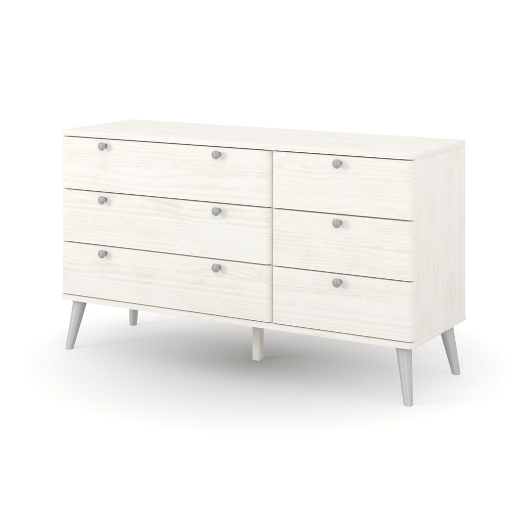 Augusta Curve 3+3 Drawer Wide Chest White Silver (DHD) Image 1